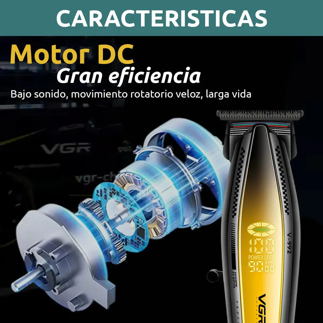 VGR V-992 Máquina Patillera Pro Metal 9000rpm Motor Dc Turbo Magic Mechas
