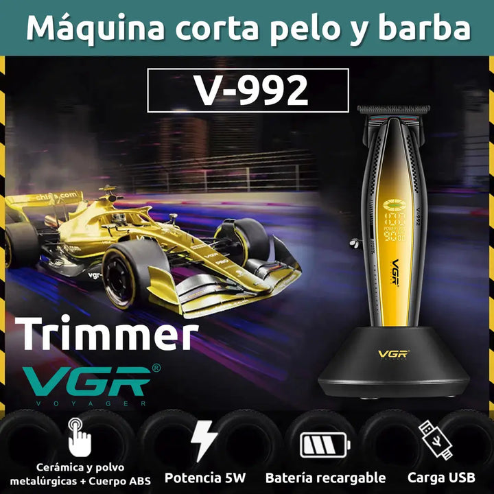 VGR V-992 Máquina Patillera Pro Metal 9000rpm Motor Dc Turbo Magic Mechas