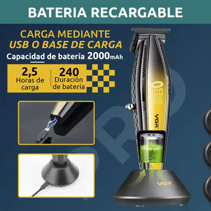 VGR V-992 Máquina Patillera Pro Metal 9000rpm Motor Dc Turbo Magic Mechas