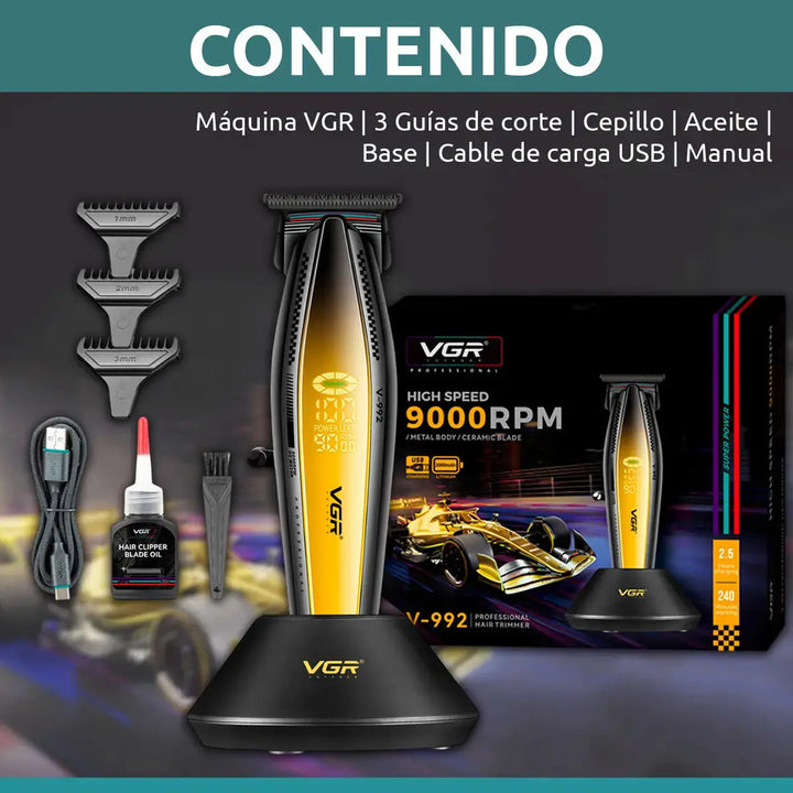 VGR V-992 Máquina Patillera Pro Metal 9000rpm Motor Dc Turbo Magic Mechas