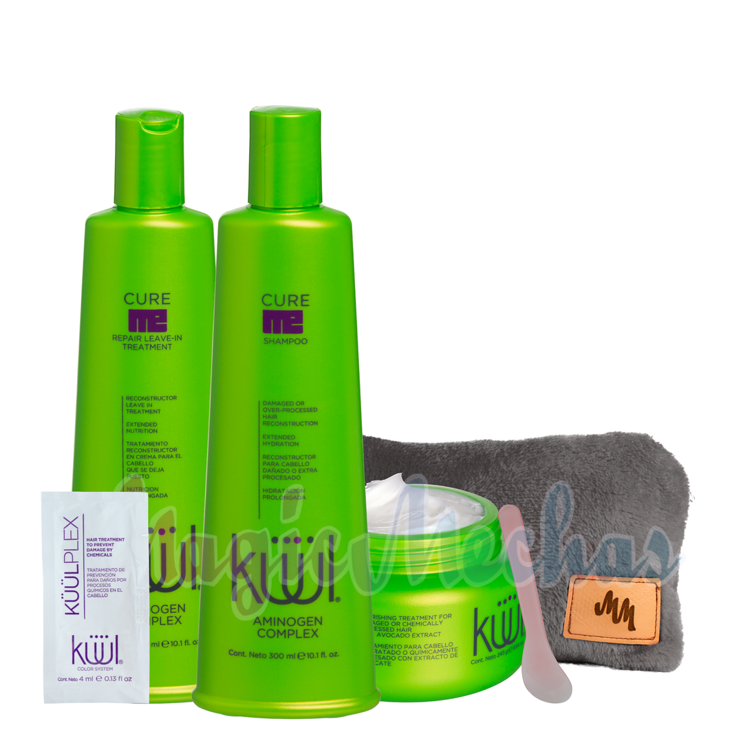 Kit kuul Cure Me Shampoo + Mascarilla + Tratamiento + kuul plex + Obsequio Kuul
