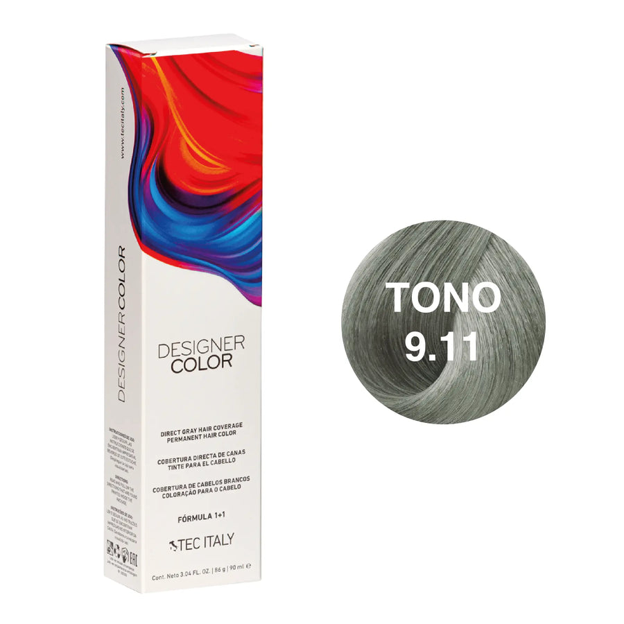 Tinte Tec Italy Designer Color 9.11 Rubio Clarísimo Cenizo Profundo Tec Italy