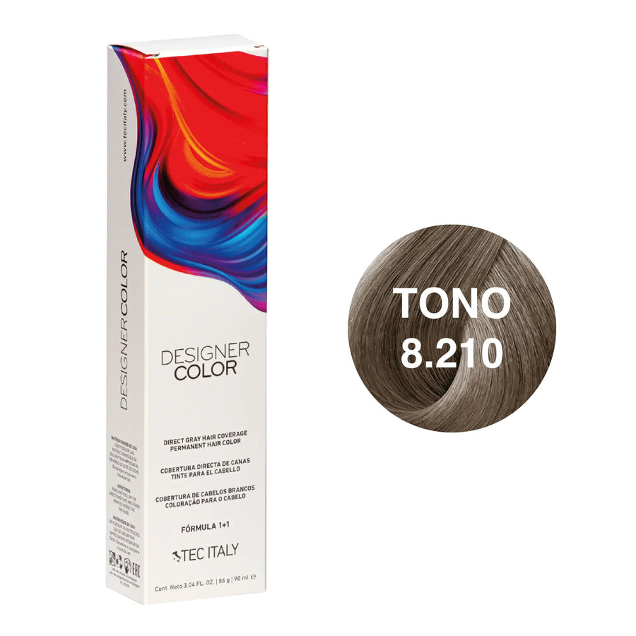 Tinte Tec Italy Designer Color 8.210 Rubio Claro Nacarado Cenizo Intenso Tec Italy
