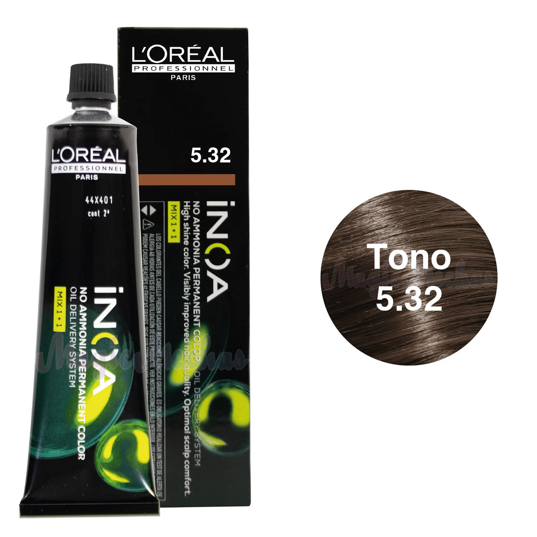 Tinte Inoa Tono 5.32 Castaño Claro Dorado Irisado 60ml Loreal Profesional