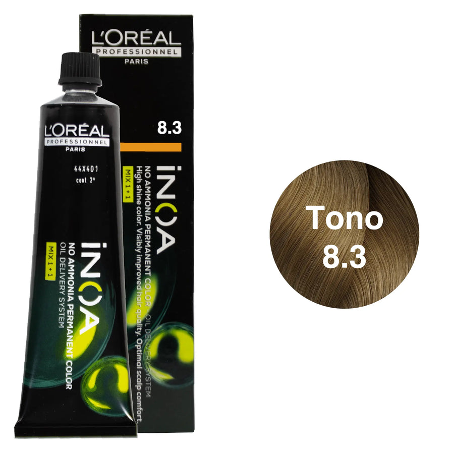 Tinte Inoa Tono 8.3 Rubio Claro Dorado 60ml Loreal Profesional
