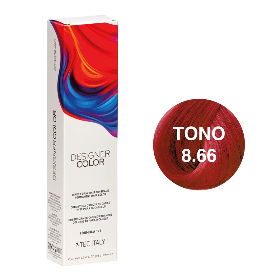 Tinte Tec Italy Designer Color 8.66 Rubio Claro Rojo Intenso Tec Italy