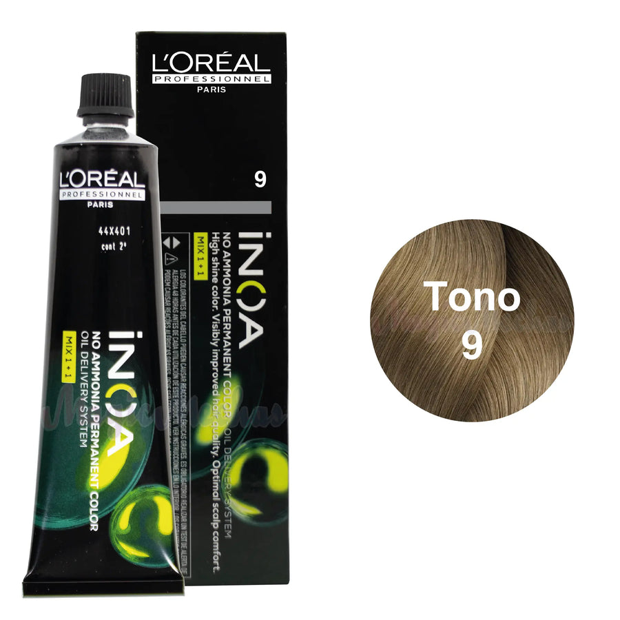 Tinte Inoa Tono 9 Rubio Muy Claro 60ml Loreal Profesional