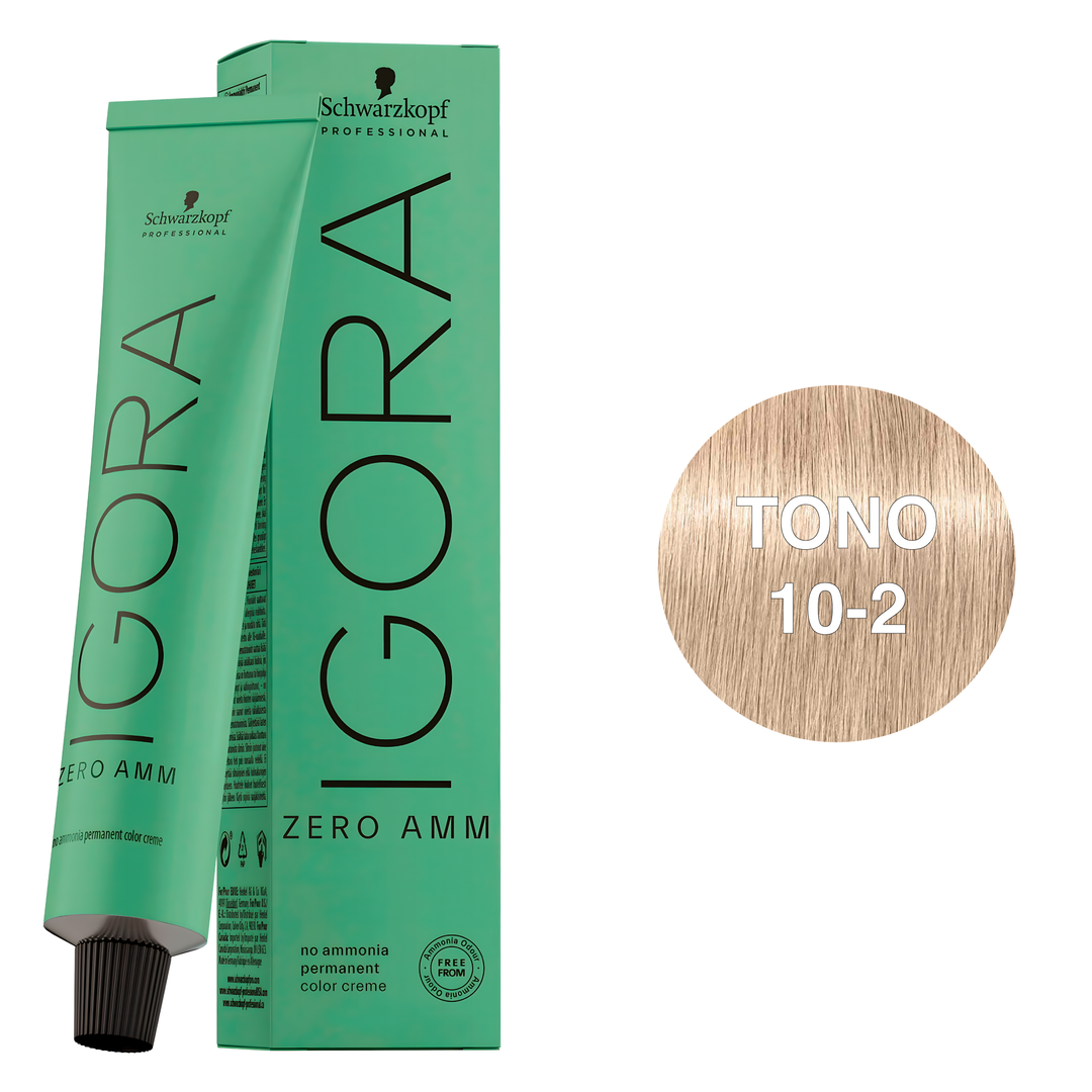 Tinte Permanente Igora Zero AMM 10-2 Rubio Platino Humo 60ml