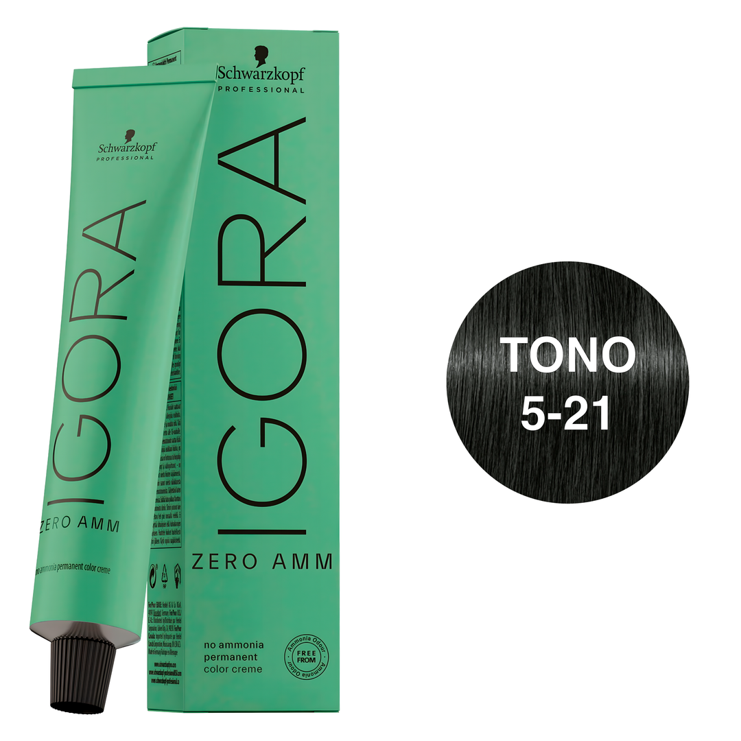 Tinte Permanente Igora Zero AMM 5-21 Light Brown Ash Cendré 60ml