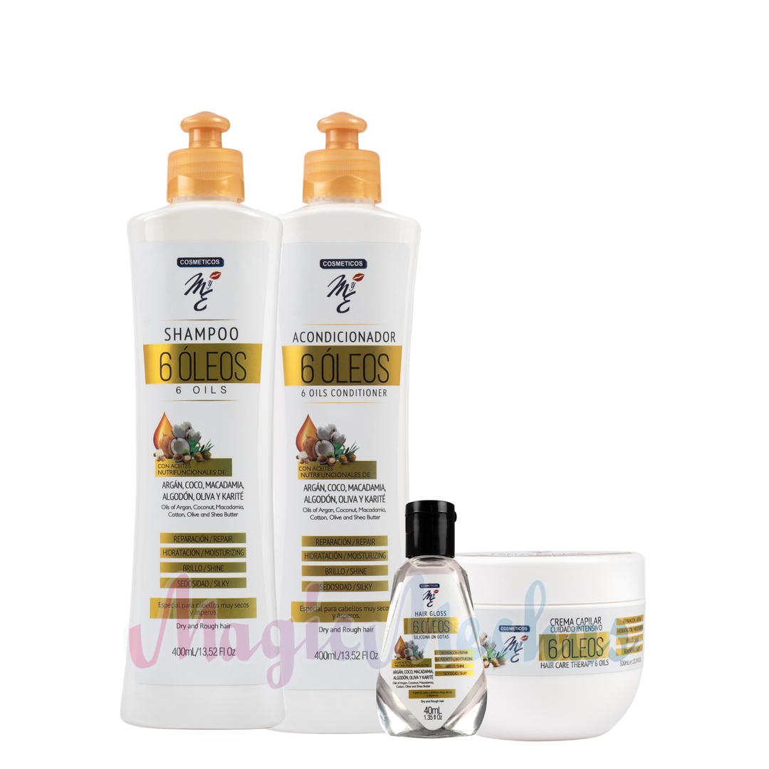 Kit MyE 6 Oleos Shampoo + Acondicionador + Crema Capilar Cuidado Intensivo + Silicona MYE