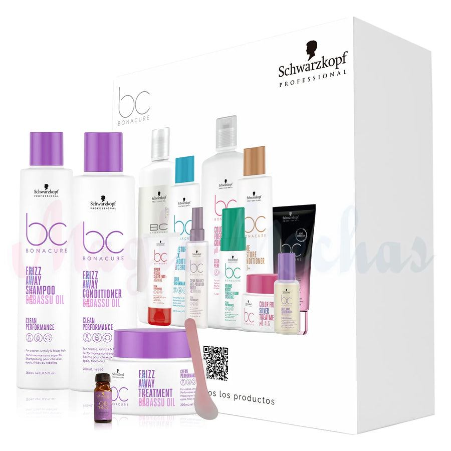 Kit 1 Bonacure Frizz Away Shampoo + Acondicionador + Tratamiento Schwarzkopf Professional