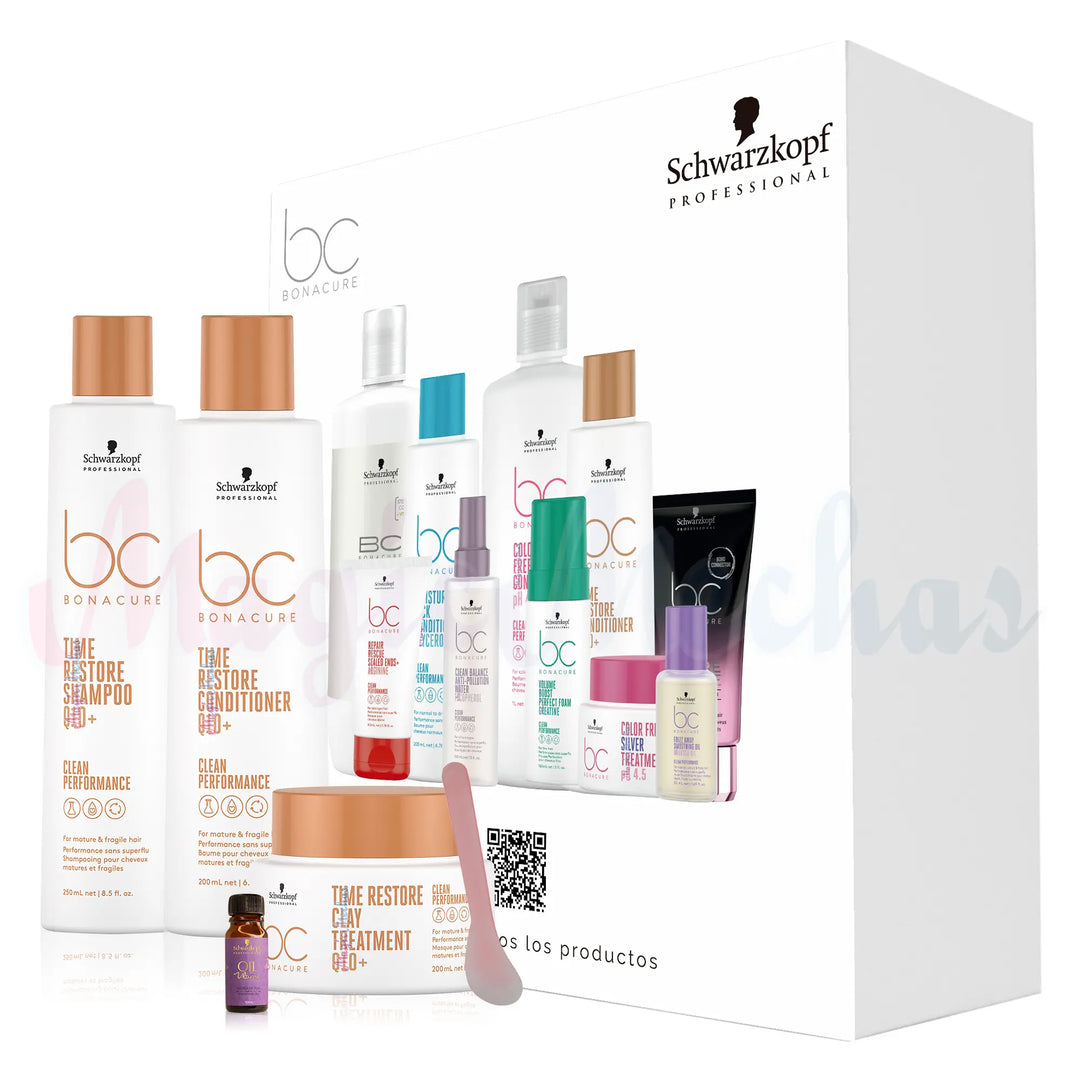 Kit 2 Bonacure Time Restore Q10 Shampoo + Acondicionador + Mascarilla Schwarzkopf Professional