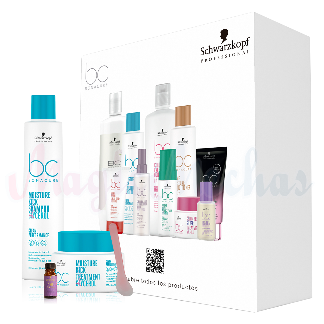 Kit 3 Bonacure Moisture Kick Shampoo + Mascarilla Schwarzkopf Professional