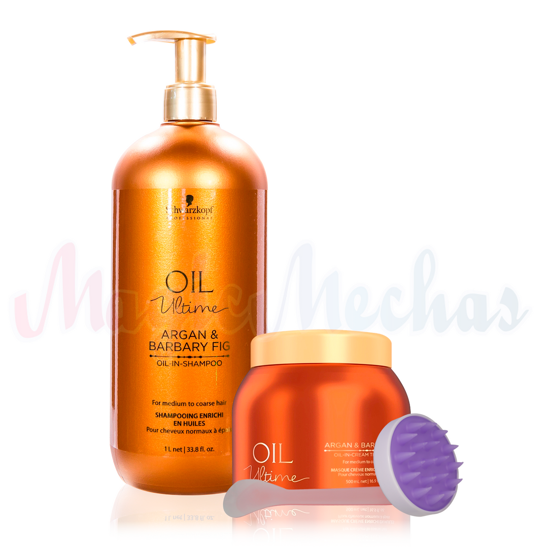 Kit Oil Ultime Shampoo 1L + Mascarilla 500mL Argan & Barbary Schwarzkopf Professional