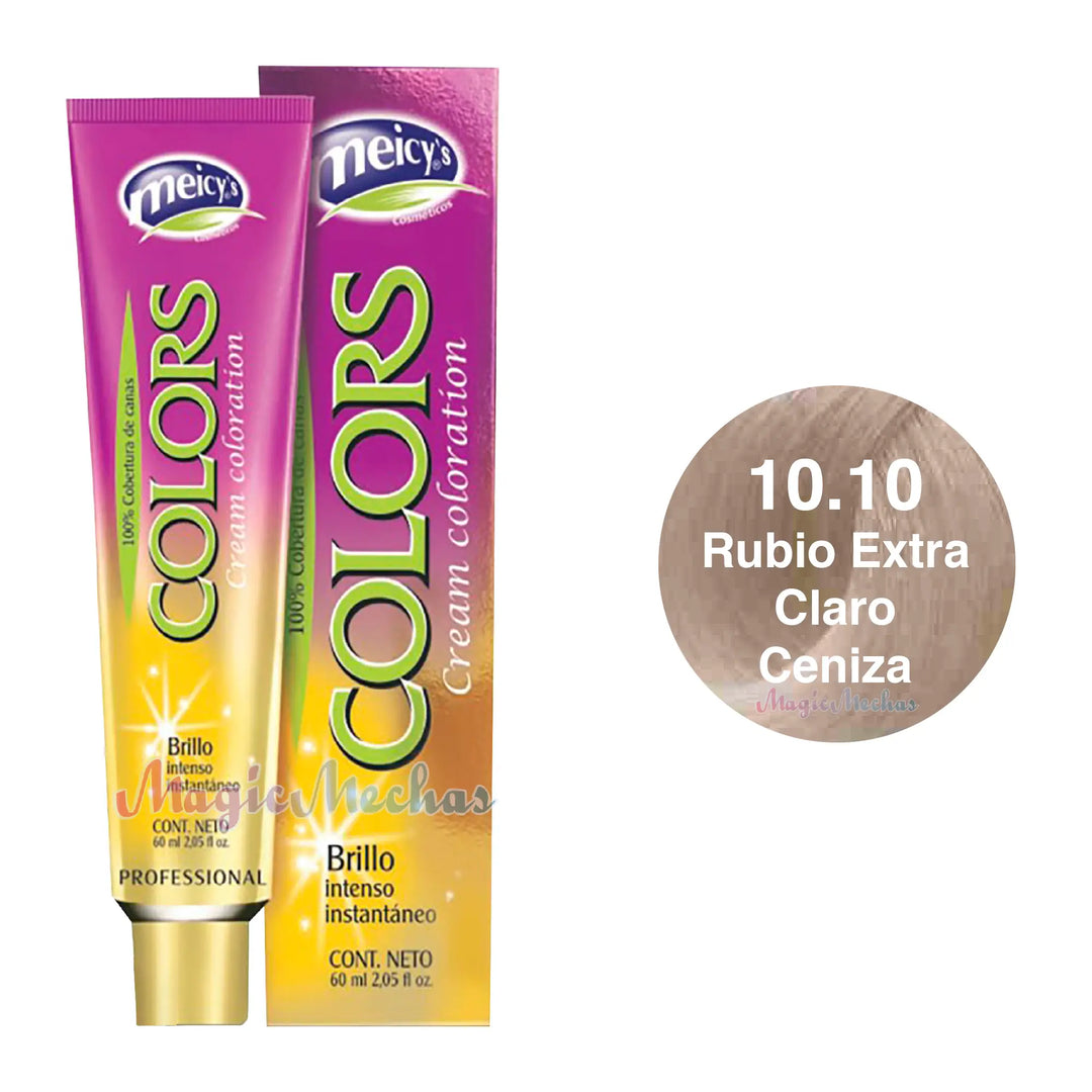 Meicys Tinte Colors Permanente 10.10 Rubio Extra Claro Ceniza 60mL Meicys