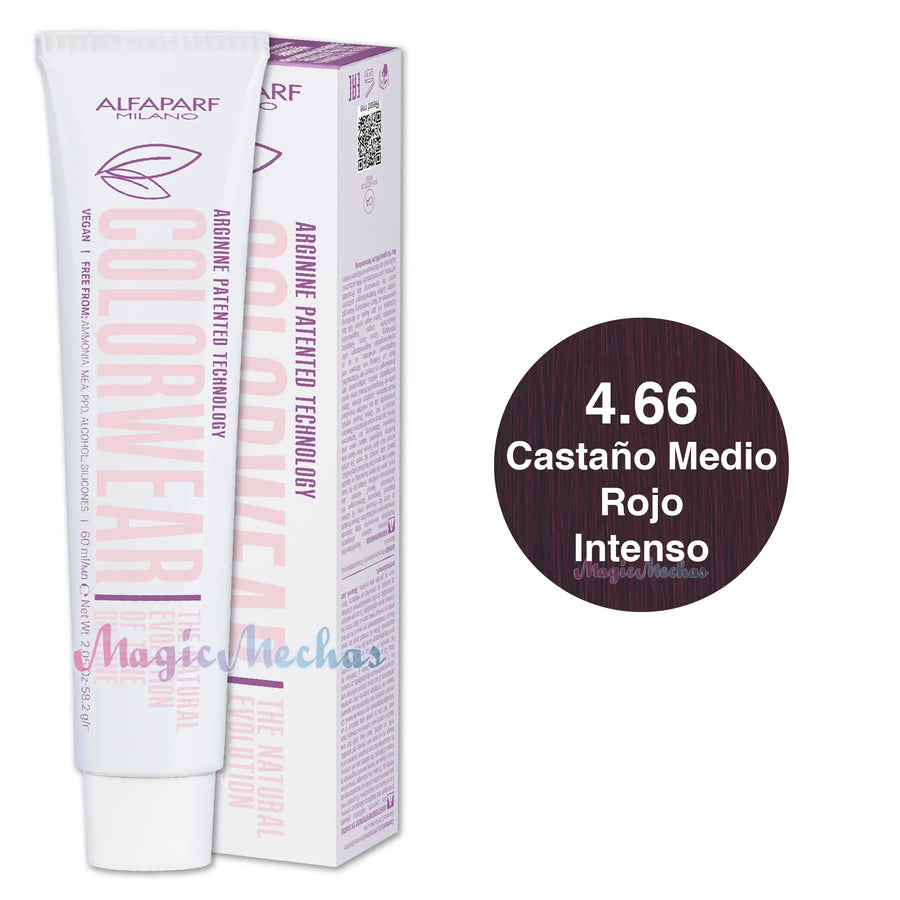 Alfaparf Colorwear Tintes Tono Sobre Tono # 4.66 Castaño Medio Rojo Intenso Alfaparf