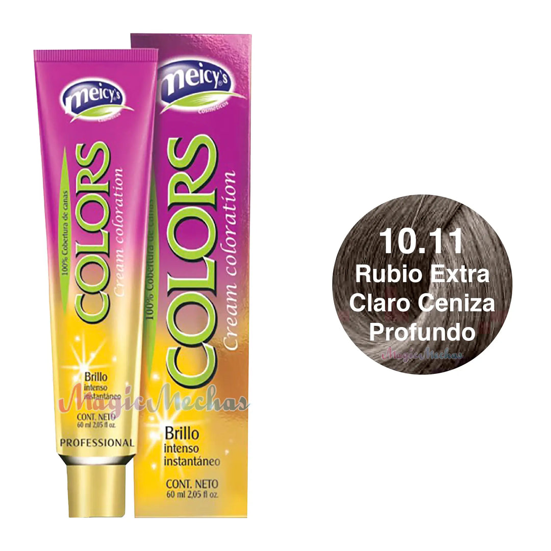 Meicys Tinte Colors Permanente 10.11 Rubio Extra Claro Ceniza Profundo 60mL Meicys