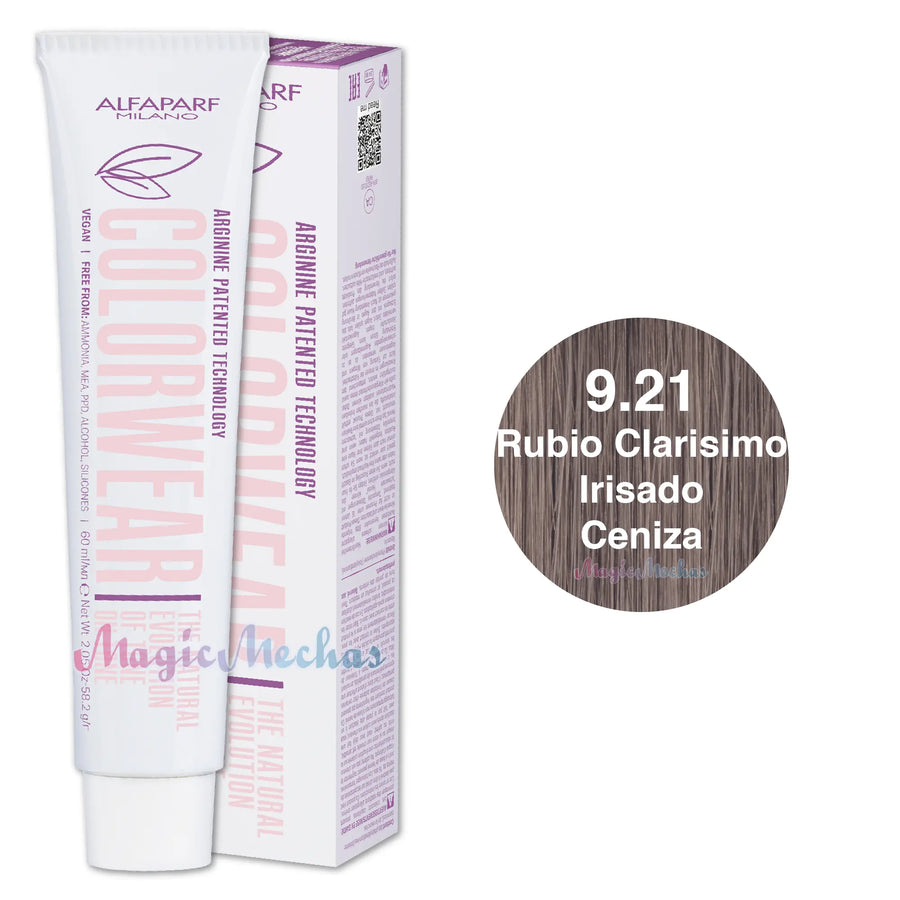 Alfaparf Colorwear Tintes Tono Sobre Tono # 9.21 Rubio Clarisimo Irisado Ceniza Alfaparf