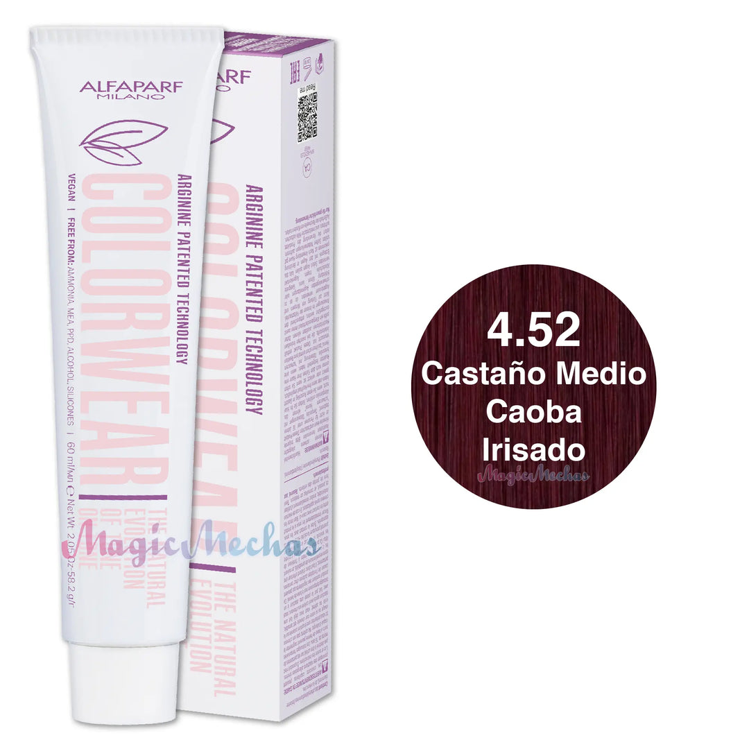 Alfaparf Colorwear Tintes Tono Sobre Tono # 4.52 Castaño Medio Caoba Irisado Alfaparf