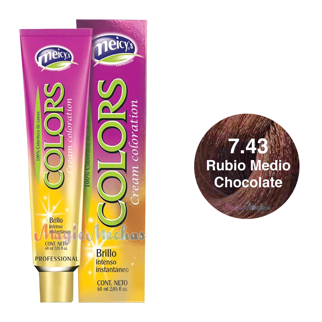 Meicys Tinte Colors Permanente 7.43 Rubio Medio Chocolate 60mL Meicys