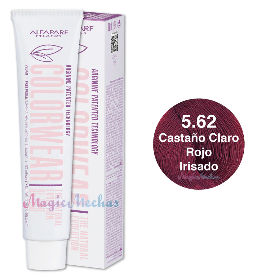 Alfaparf Colorwear Tintes Tono Sobre Tono # 5.62 Castaño Claro Rojo Irisado Alfaparf