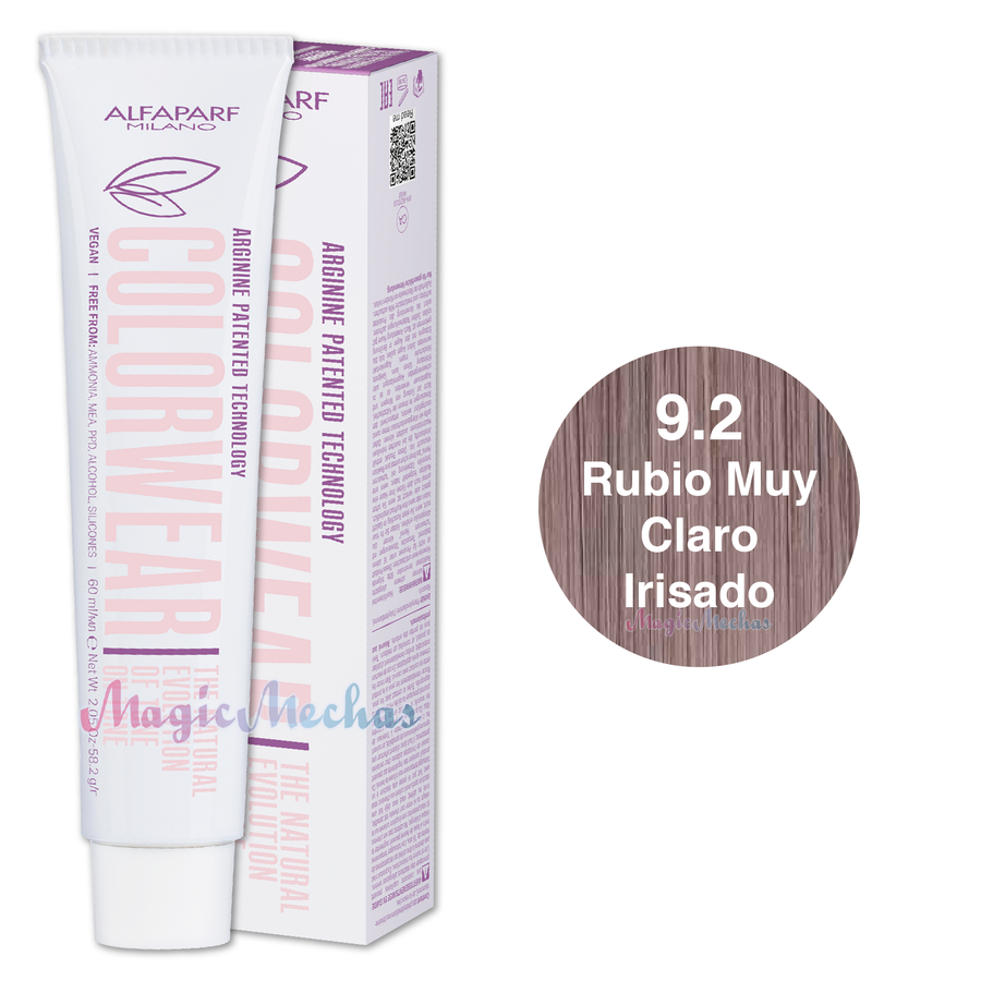 Alfaparf Colorwear Tintes Tono Sobre Tono # 9.2 Rubio Muy Claro Irisado 60mL. Alfaparf