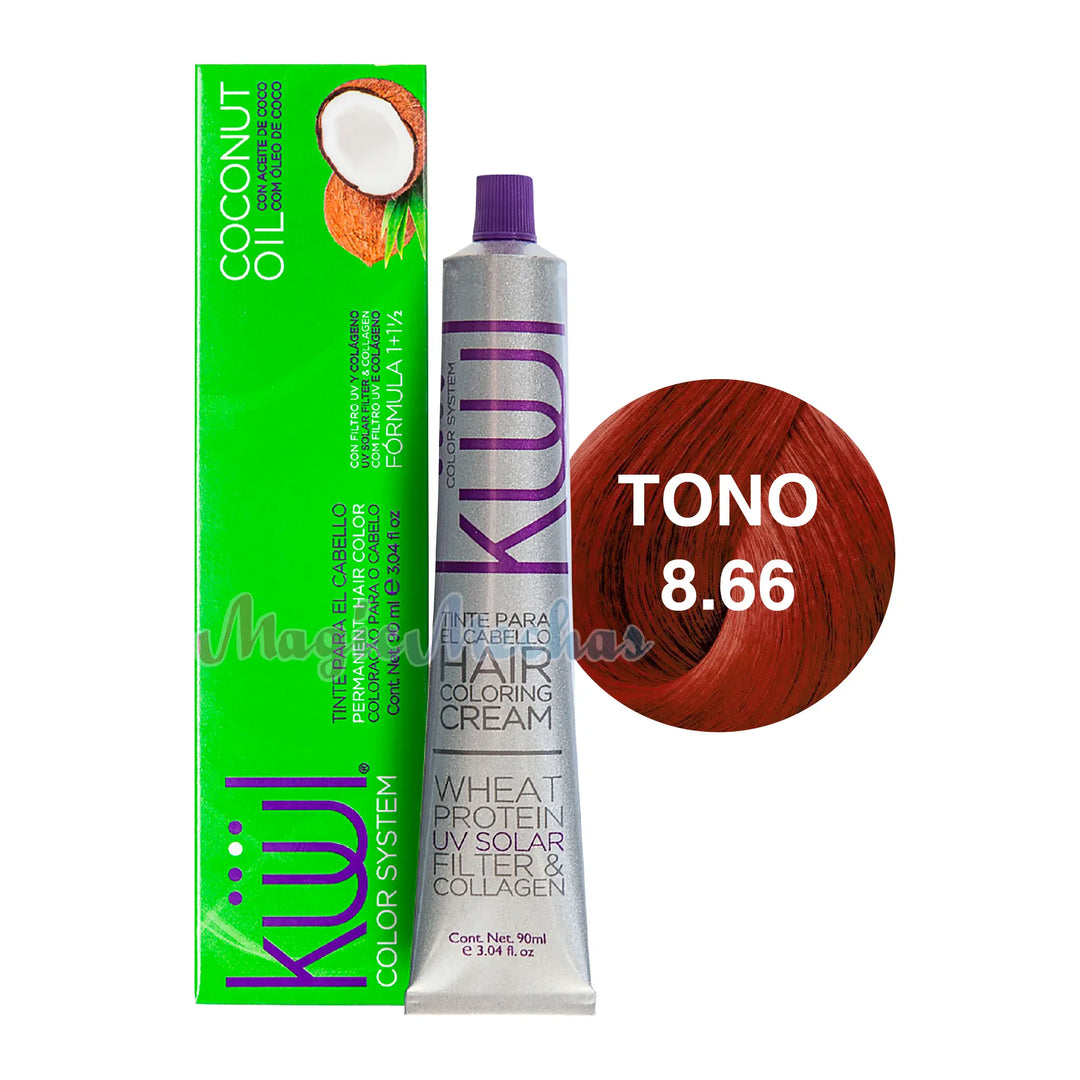 Tinte Kuul 8.66 Rubio Claro Rojo Intenso 90ml Kuul