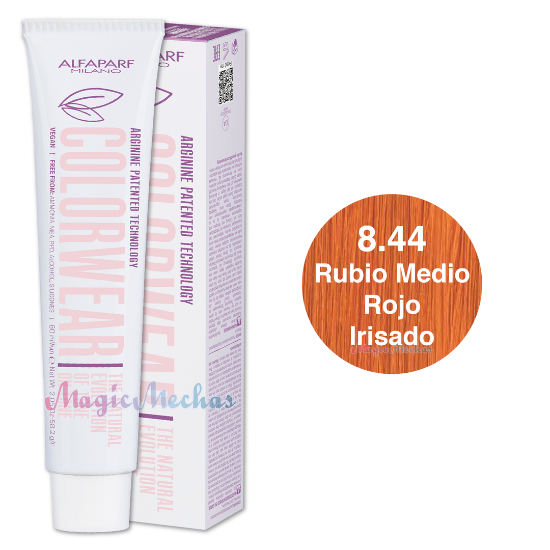 Alfaparf Colorwear Tintes Tono Sobre Tono #8.44 Rubio Medio Rojo Irisado 60mL. Alfaparf