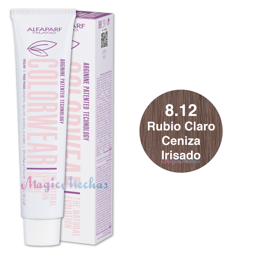 Alfaparf Colorwear Tintes Tono Sobre Tono # 8.12 Rubio Clarisimo Ligeramente Irisado Ceniza 60mL. Alfaparf