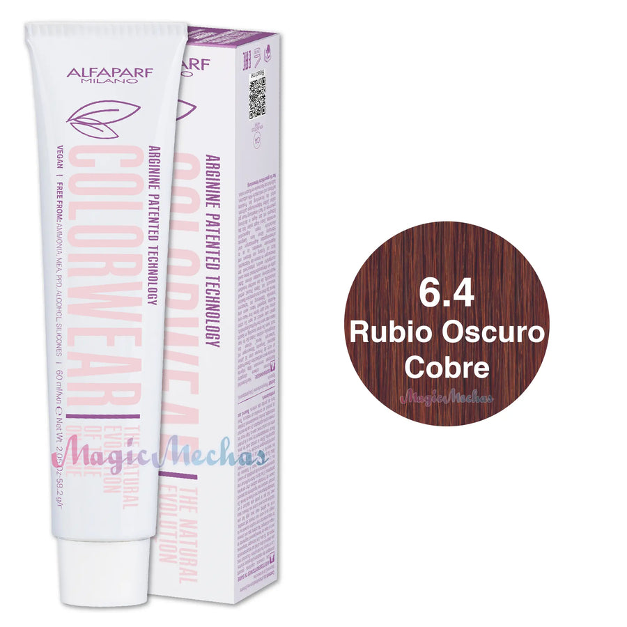 Alfaparf Colorwear Tintes Tono Sobre Tono # 6.4 Rubio Oscuro Cobre Alfaparf