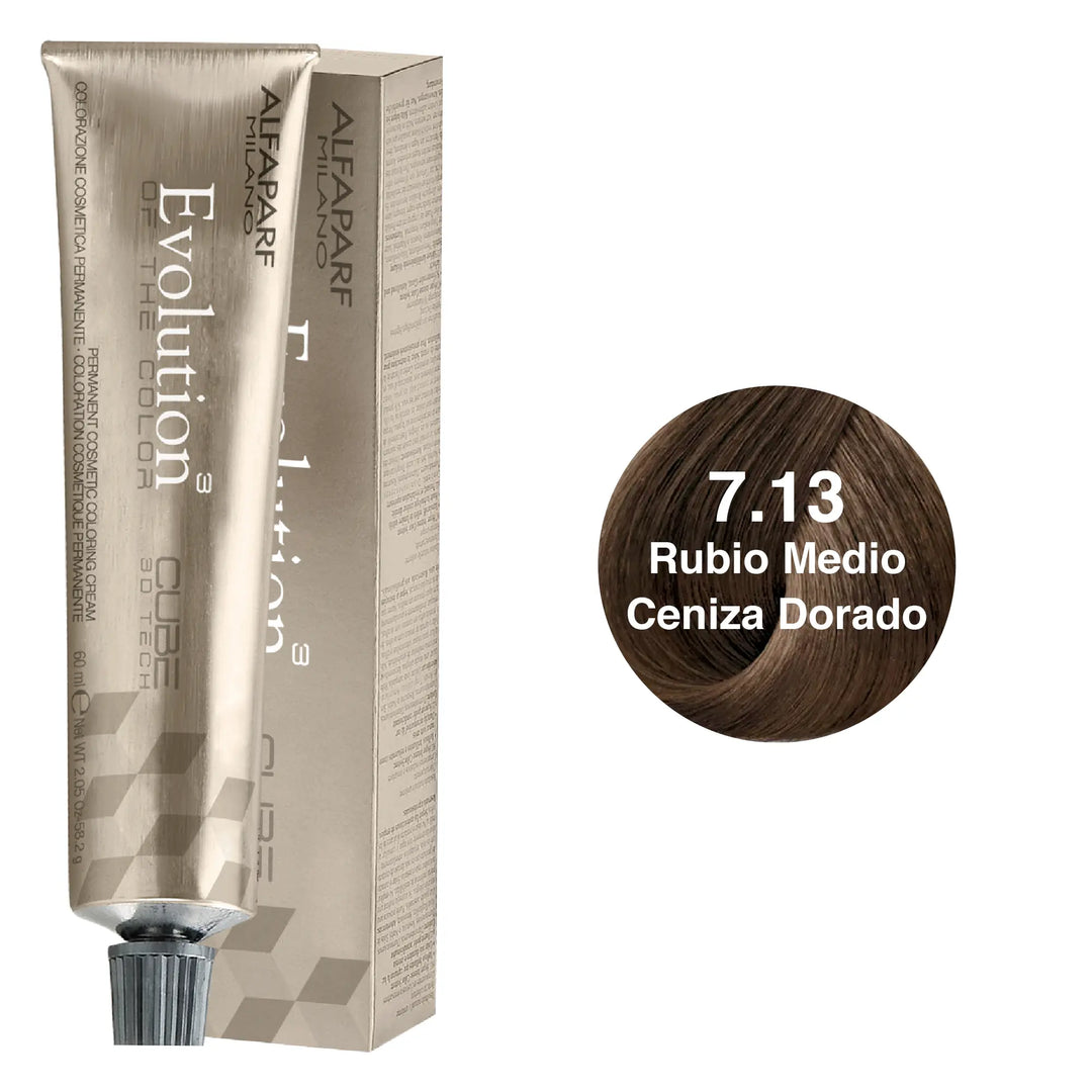 Alfaparf Evolution Tinte Tono 7.13 Rubio Medio Ceniza Dorado Alfaparf