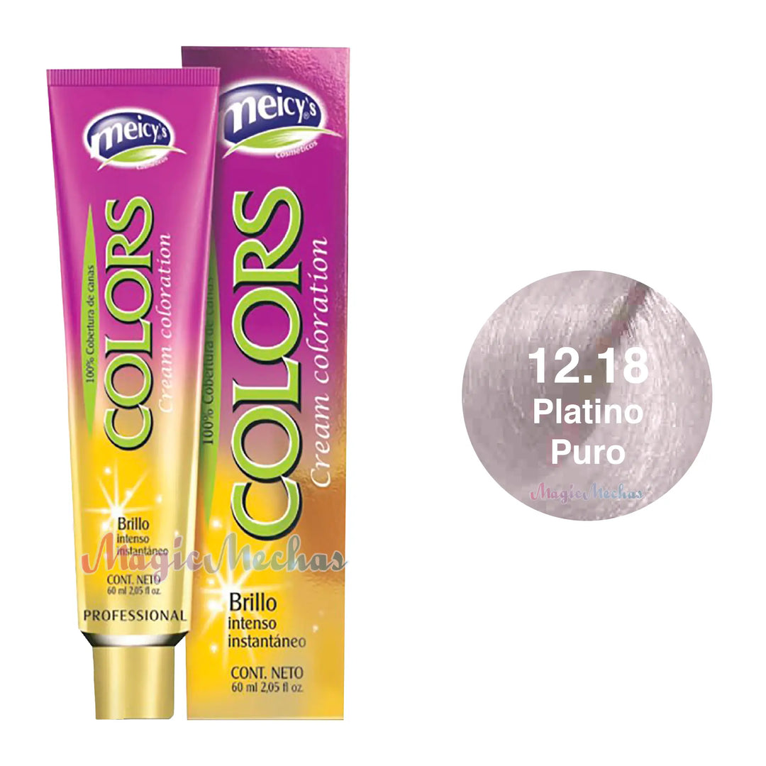 Meicys Tinte Colors Permanente 12.18 Rubio Especial Champaña 60mL Meicys