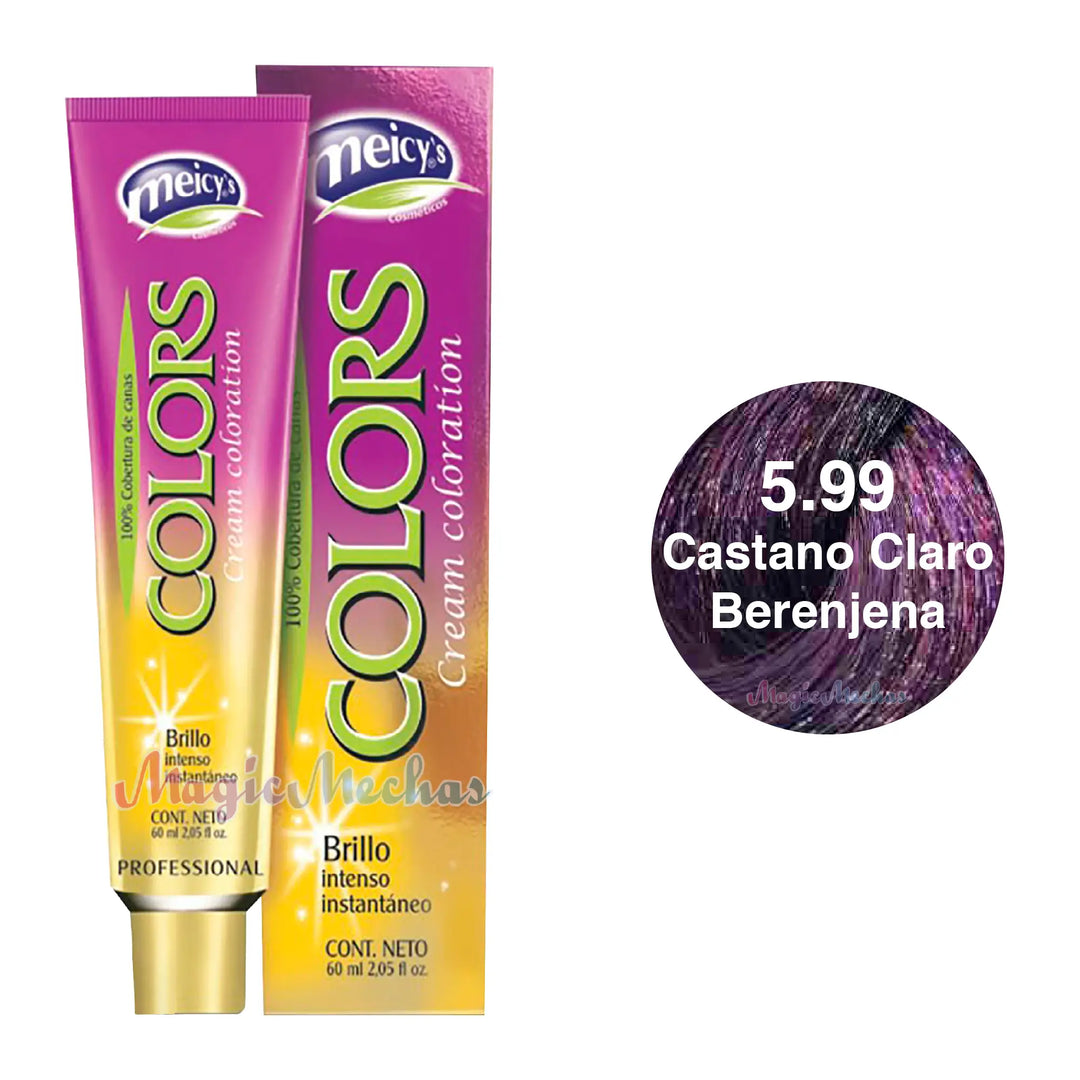 Meicys Tinte Colors Permanente 5.99 Castaño Claro Berenjena 60mL Meicys