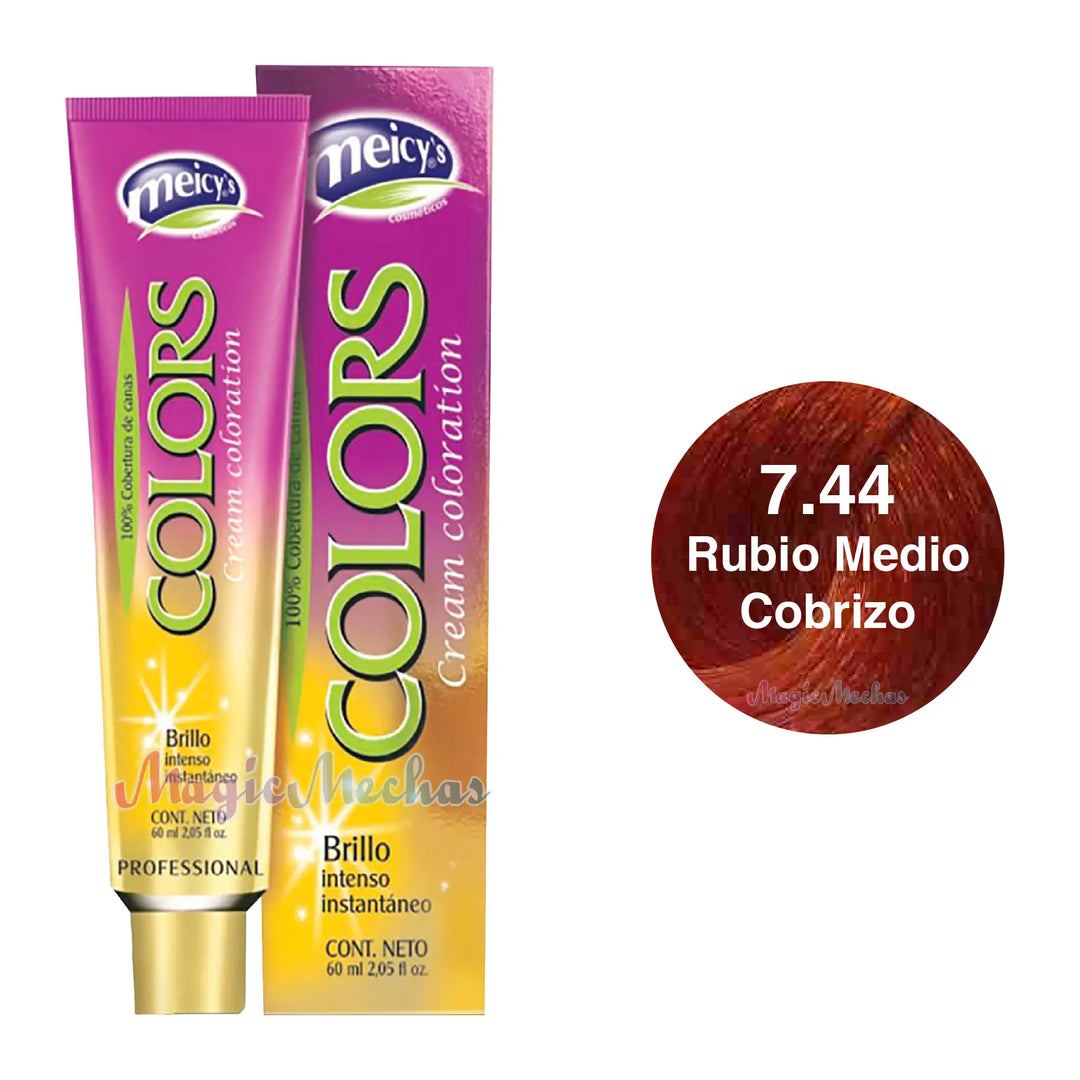 Meicys Tinte Colors Permanente 7.44 Rubio Medio Cobrizo 60mL Meicys