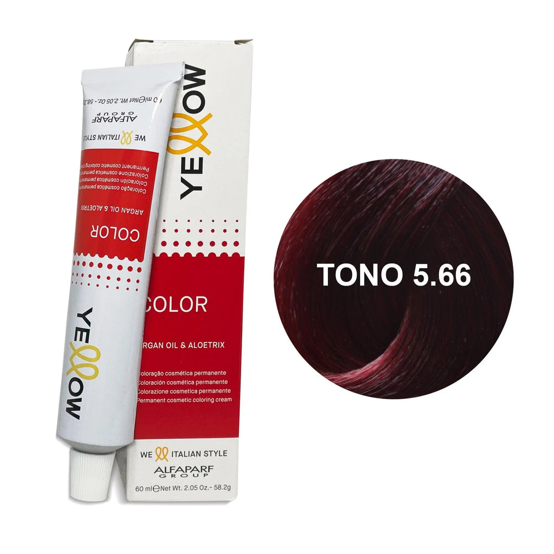 Yellow Tono 5.66 Castaño Claro Rojo Intenso 60mL - Magic Mechas