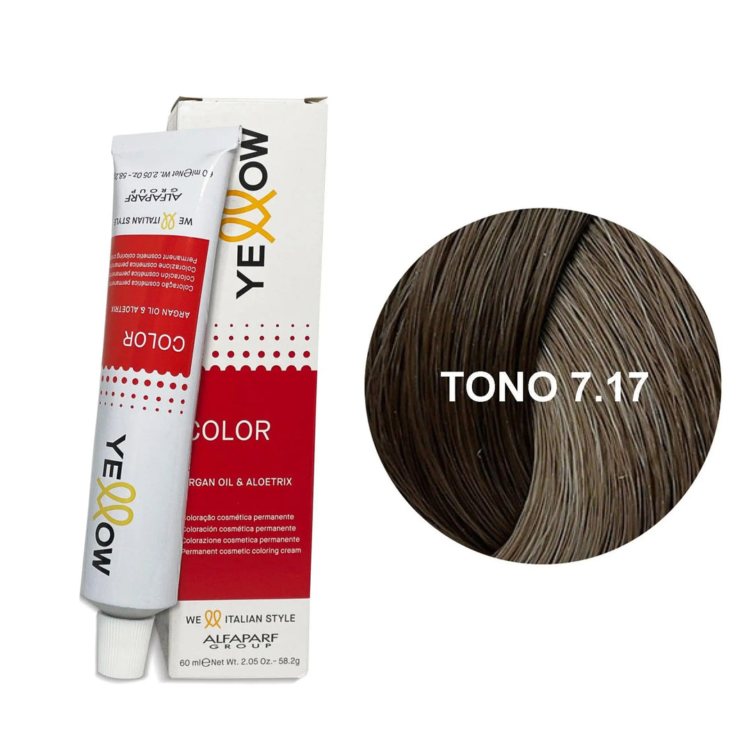 Yellow Tono 7.17 Rubio Medio Ceniza Mate 60mL - Magic Mechas