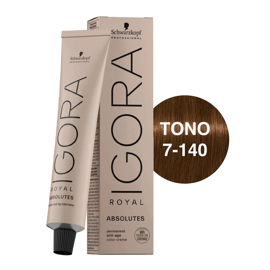 Igora Royal Absolutes Tono 7-140 Rubio Medio Ceniza Beige Natural 60mL Schwarzkopf Professional