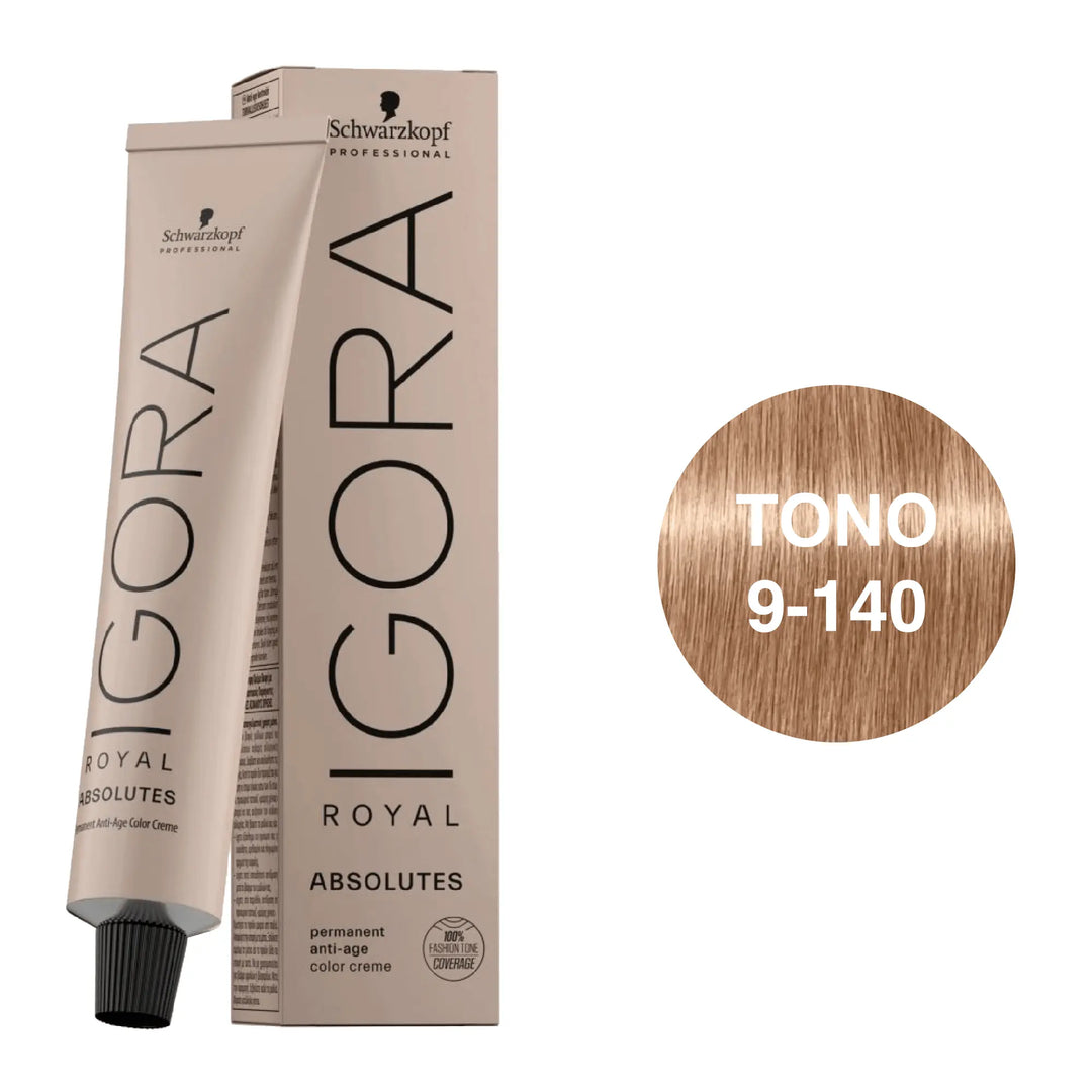 Igora Royal Absolutes Tono 9-140 Rubio Muy Claro Ceniza Beige Natural 60mL - Magic Mechas