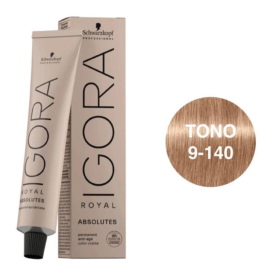 Igora Royal Absolutes Tono 9-140 Rubio Muy Claro Ceniza Beige Natural 60mL - Magic Mechas