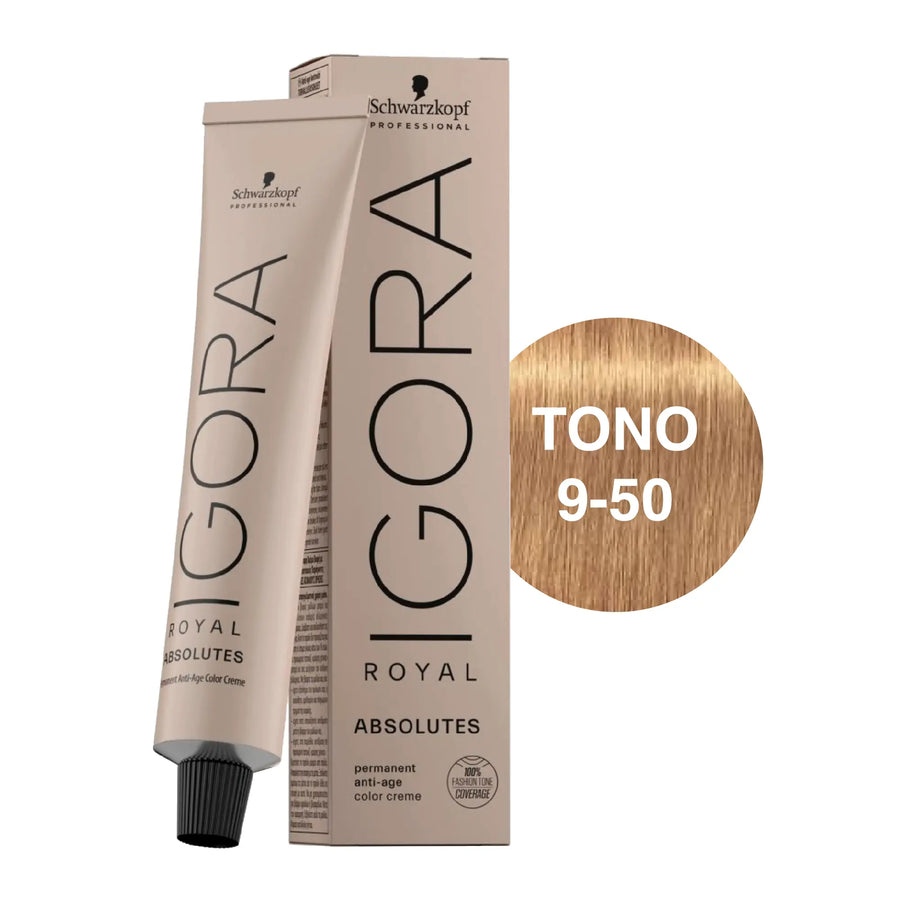 Igora Royal Absolutes Tono 9-50 Rubio Muy Claro Dorado Natural 60mL Schwarzkopf Professional