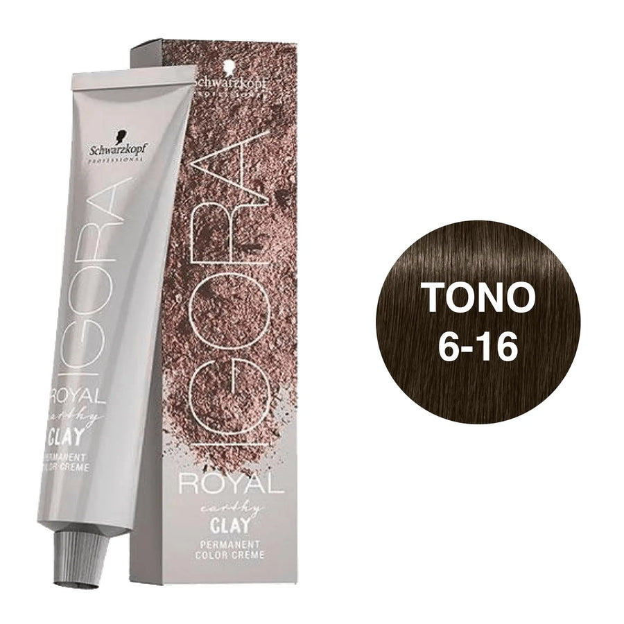 Igora Royal Earthy Clay Tono 6-16 Rubio Oscuro Ceniza Chocolate 60mL - Magic Mechas