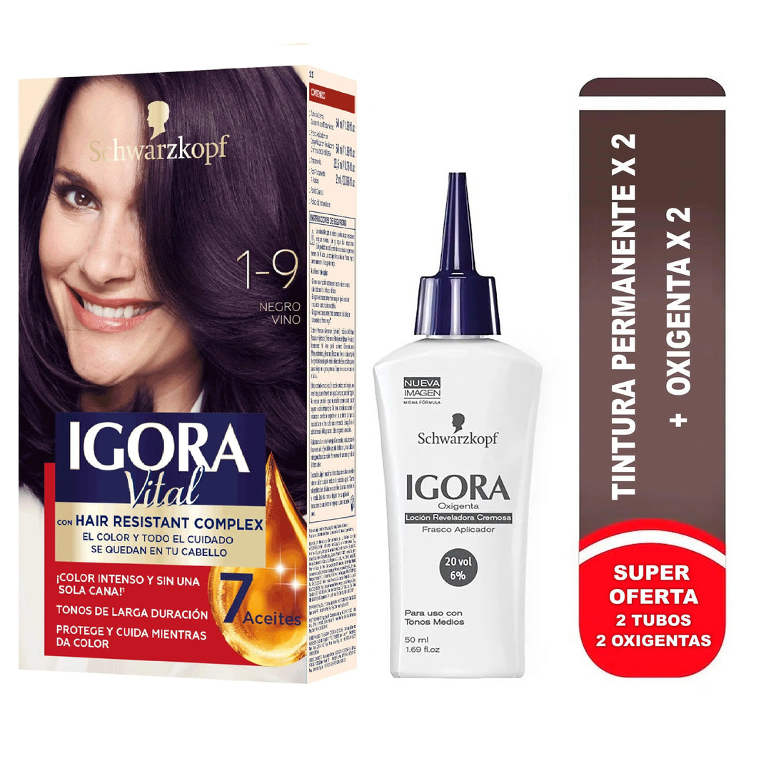 Igora Vital Tinte Doble Tubo 1-9 Negro Vino - Magic Mechas