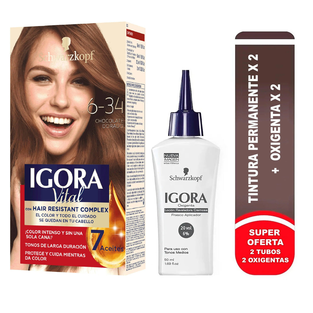 Igora Vital Tinte Doble Tubo 6-34 Chocolate Dorado - Magic Mechas