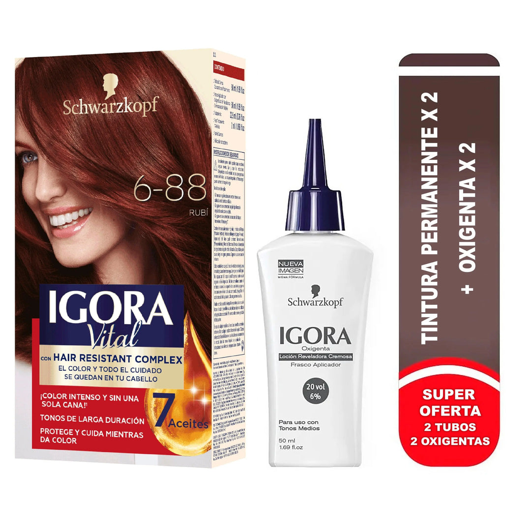 Igora Vital Tinte Doble Tubo 6-88 Rubí - Magic Mechas
