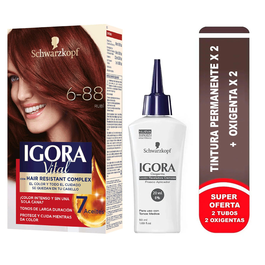 Igora Vital Tinte Doble Tubo 6-88 Rubí - Magic Mechas