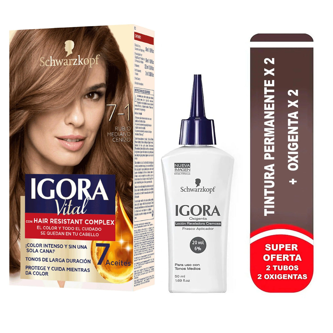 Igora Vital Tinte Doble Tubo 7-1 Rubio Mediano Cenizo - Magic Mechas