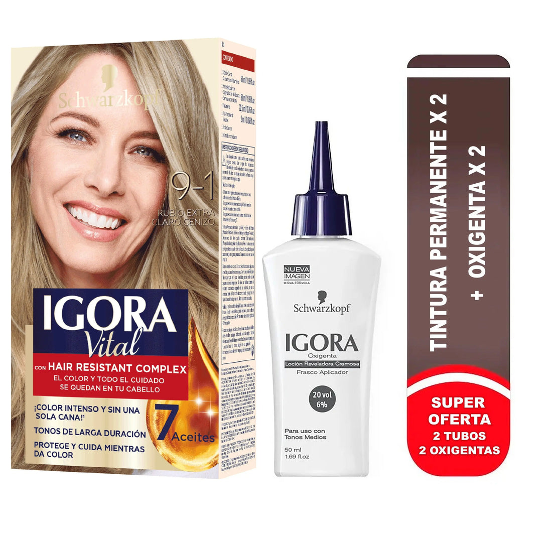 Igora Vital Tinte Doble Tubo 9-1 Rubio Extra Claro Cenizo - Magic Mechas