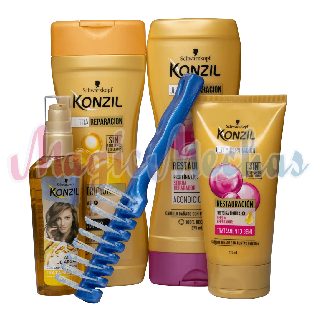 Kit Konzil Shampoo + Acondicionador + Tratamiento 3 en 1 + Aceite de Argan - Magic Mechas