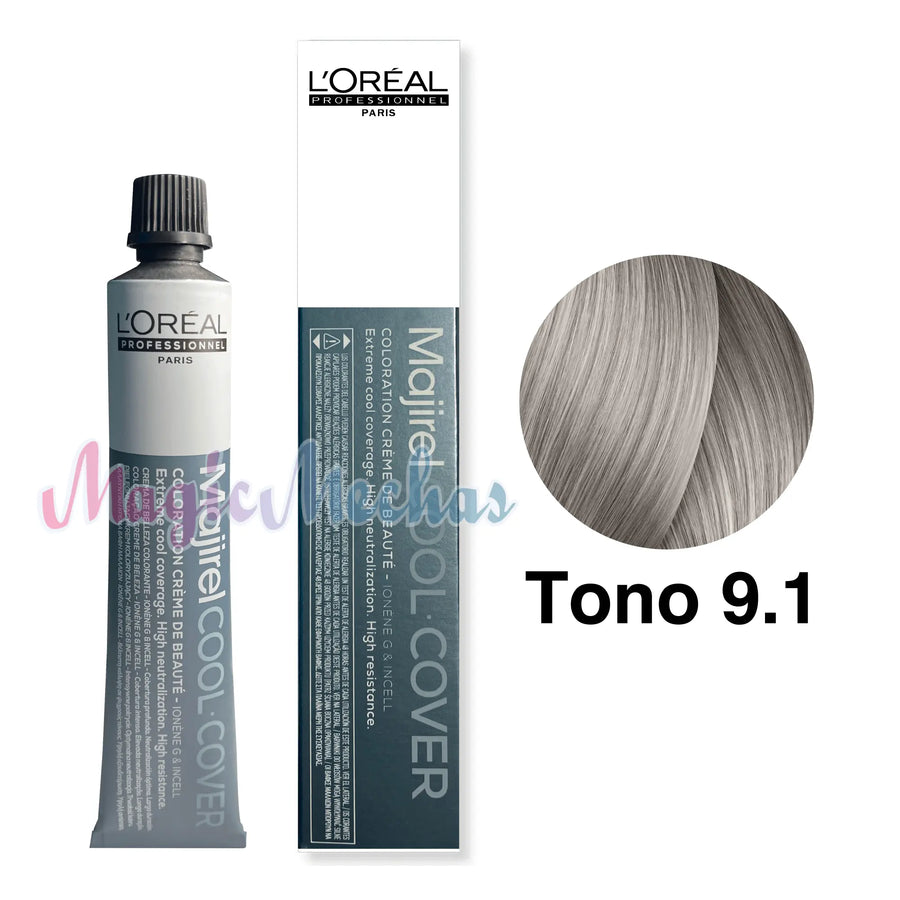 Tinte Majirel Tono 9.1 Cool Cover Rubio Muy Claro Ceniza 50mL - Magic Mechas