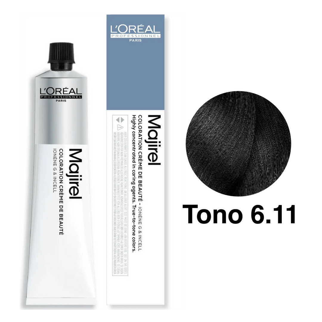 Tinte Majirel Tono 6.11 High Resist Rubio Oscuro Ceniza Profundo 50mL - Magic Mechas